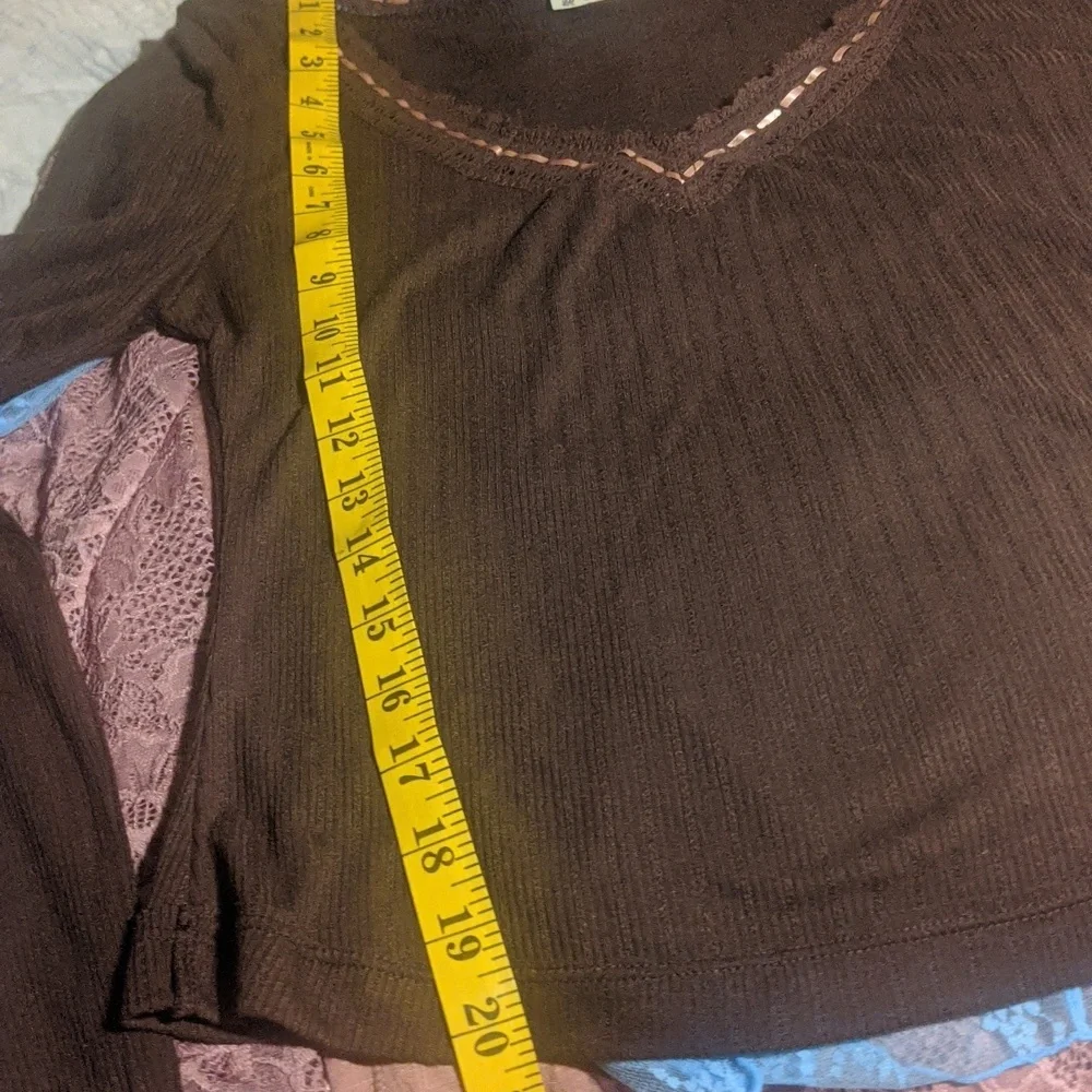 Free People NWOT Only You Top sz SML, MED & LRG in Brown with Pink Ribbon Trim